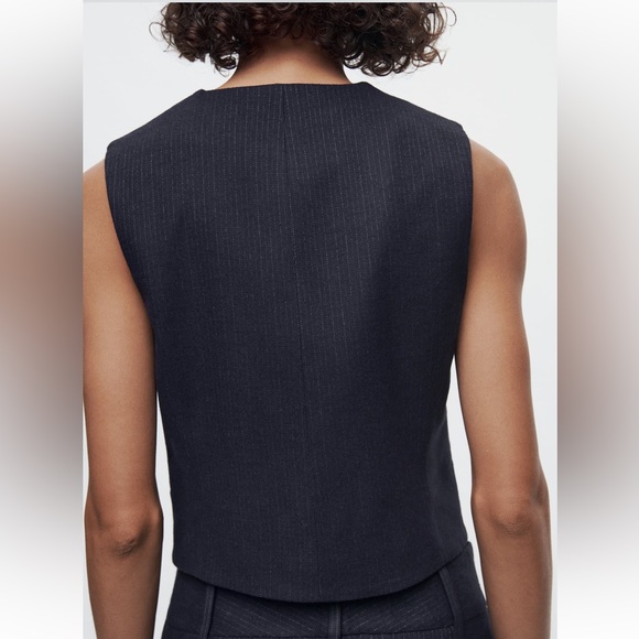 Zara NWT Wool Blend Pinstripe Vest ZW Collection - Picture 7 of 12